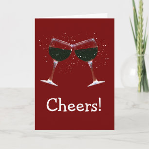 Cheers! Happy Holidays Wine Glasses and Snow Holiday Card