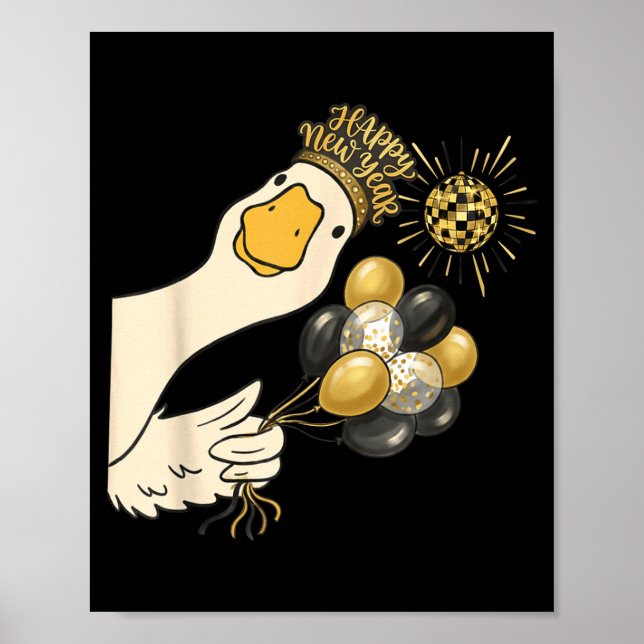 Cheers Happy New Year 2026 Goose With Balloon Disc Poster (Front)