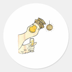Cheers Happy New Year 2026 Goose With Champagne Di Classic Round Sticker