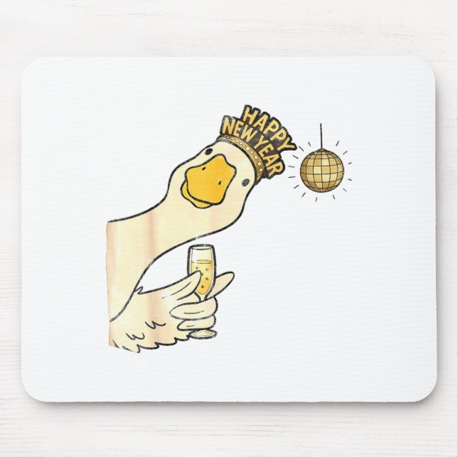 Cheers Happy New Year 2026 Goose With Champagne Di Mouse Mat (Front)
