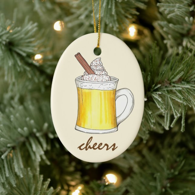 Cheers Holiday Egg Nog Eggnog Christmas Drink Ceramic Tree Decoration (Tree)