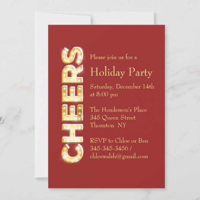 Cheers Holiday Party Invitation (Front)