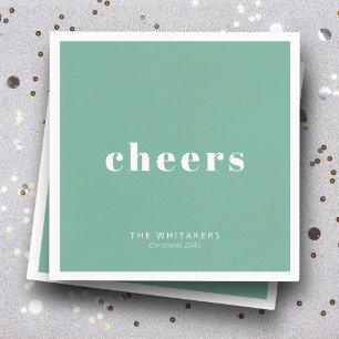 Cheers Holiday Party Personalized Name Typography  Napkin