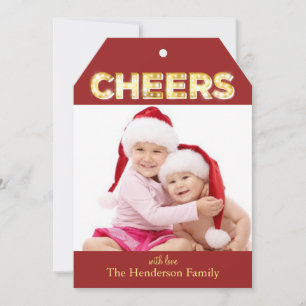Cheers Holiday Photo Card Tag Shape