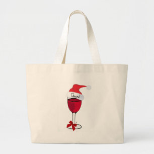 Cheers! HOLIDAY RED WINE PRINT by jill Large Tote Bag