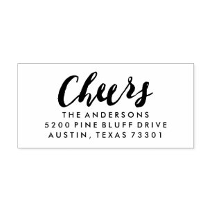Cheers   Holiday Return Address Rubber Stamp