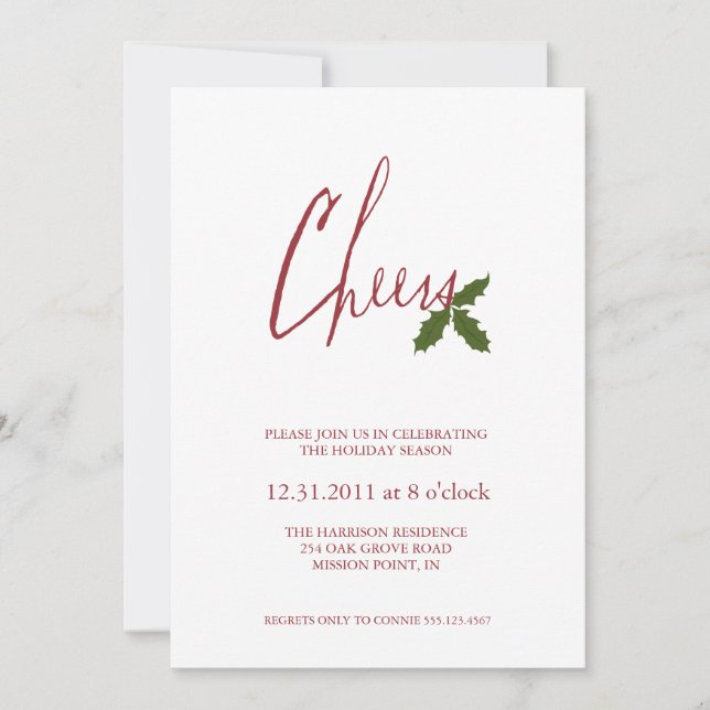 Cheers & Holly Holiday Party Invitation (Front)