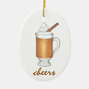 Cheers Hot Buttered Rum Winter Holiday Drink Ceramic Tree Decoration