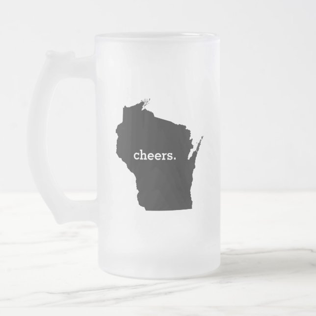 Cheers in Wisconsin Frosted Glass Beer Mug (Left)