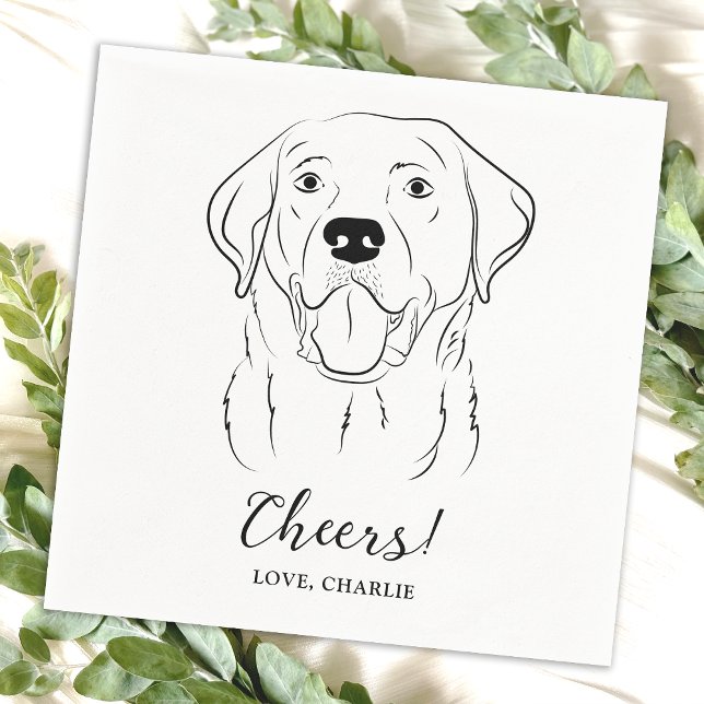 Cheers Labrador Retriever Personalised Dog Wedding Napkin (Creator Uploaded)