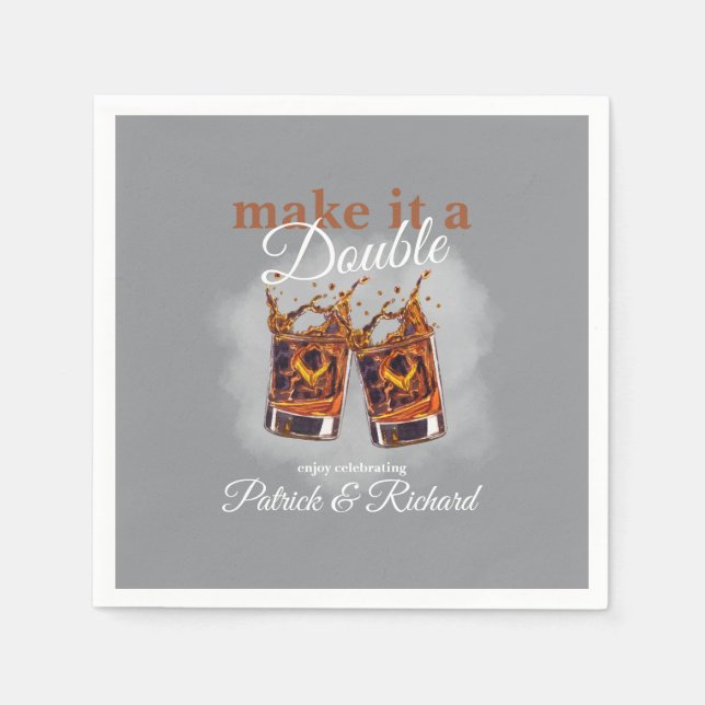 Cheers Make it a Double Celebration Whiskey Glass  Napkin (Front)