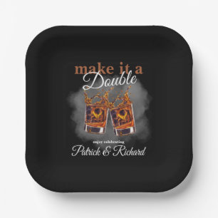 Cheers Make it a Double Celebration Whiskey Glass Paper Plate