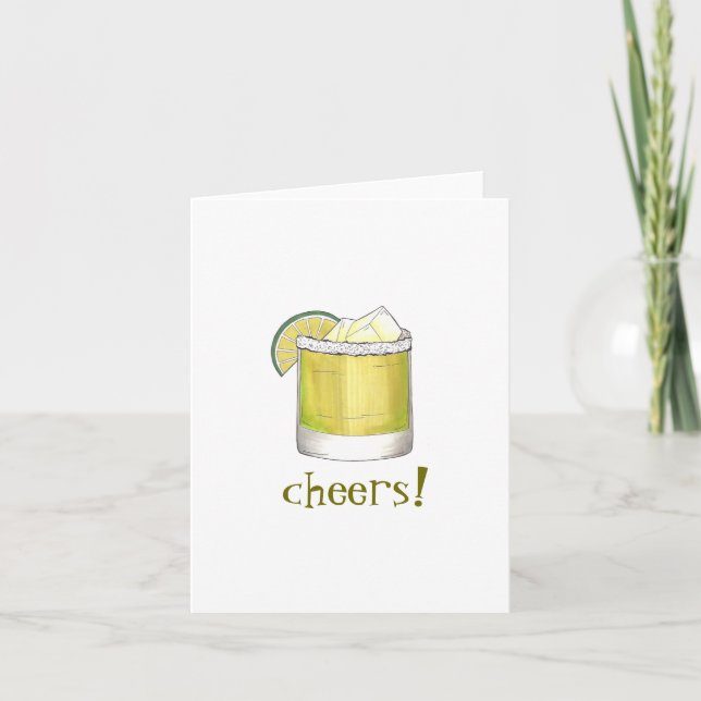 Cheers! Margarita Cocktail 21st Birthday Party Thank You Card (Front)