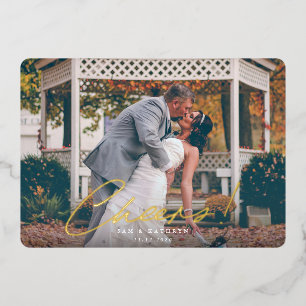 Cheers! Married New Year Photo Foil Holiday Card