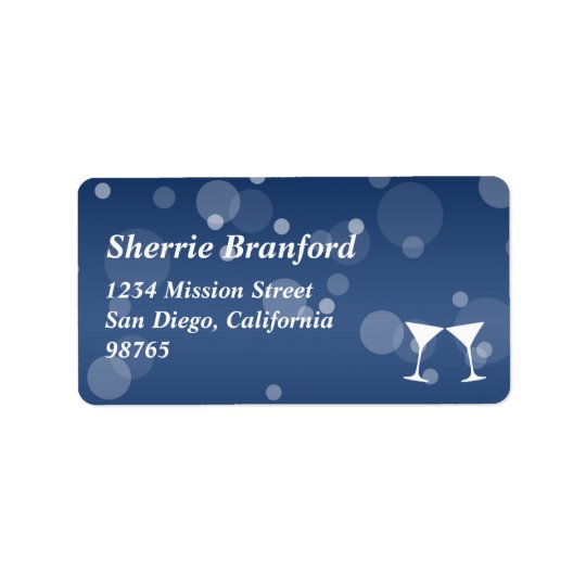 Cheers martini bubble celebration return address address label