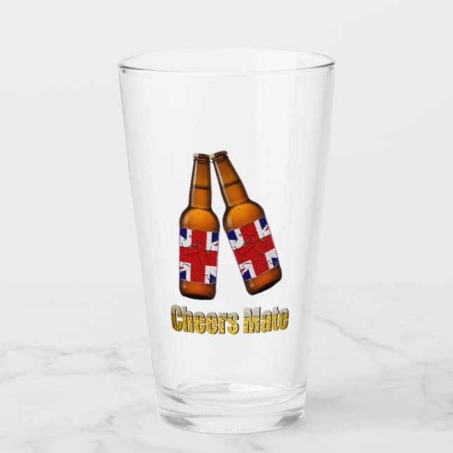 Cheers Mate British Beer Drinking Glasses (Front)