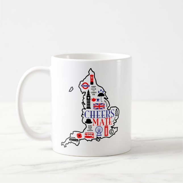 Cheers Mate!  England Icon Coffee Mug (Left)