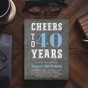 Cheers Milestone Birthday Party Invitation Blue