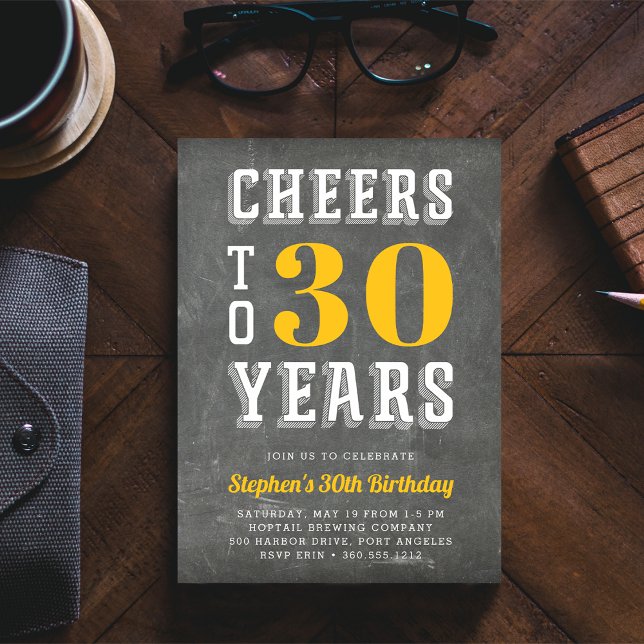 Cheers Milestone Birthday Party Invitation | Gold (Creator Uploaded)