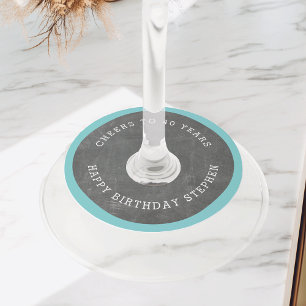 Cheers Milestone Birthday Party Wine Glass Tag