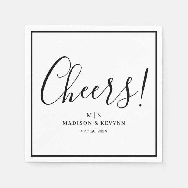 Cheers  Minimal and Chic | Wedding Napkins (Front)