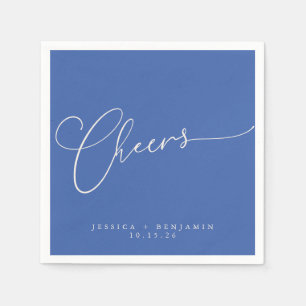 Cheers Minimal French Blue Script Custom Wedding Napkin