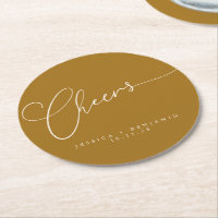 Cheers Minimal Mustard Gold Script Custom Wedding