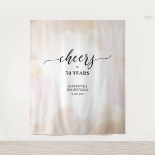 Cheers   Minimal Watercolor Adult Birthday Party Tapestry