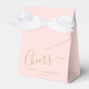 Cheers Minimalist Blush Pink Gold Custom Wedding Favour Box
