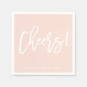 Cheers Modern Calligraphy Blush Pink Wedding Napkin