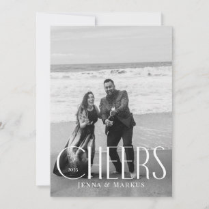 Cheers Modern Christmas Photo Minimal Design Holiday Card