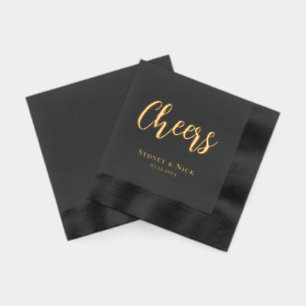 Cheers Modern Minimal   Wedding Monogram Foil Napkins
