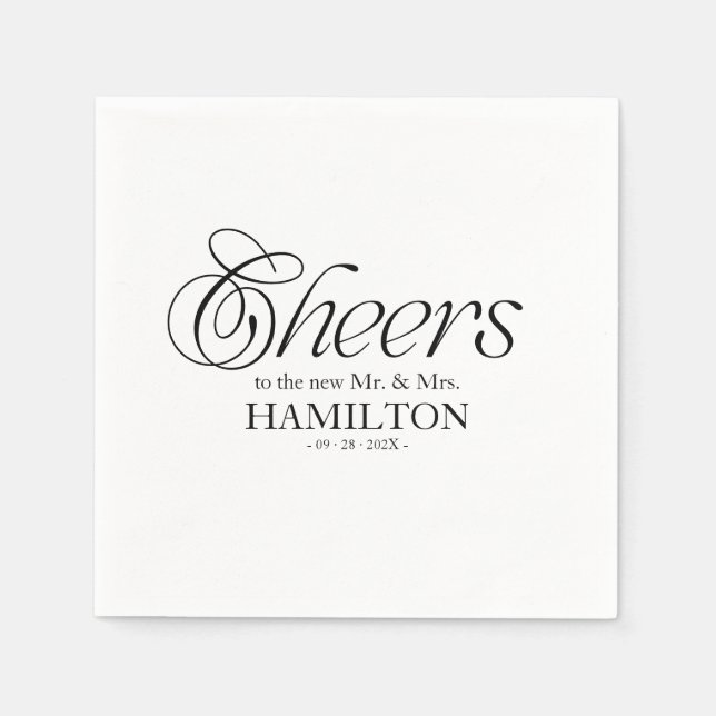 Cheers Modern Minimalist Wedding Napkin (Front)