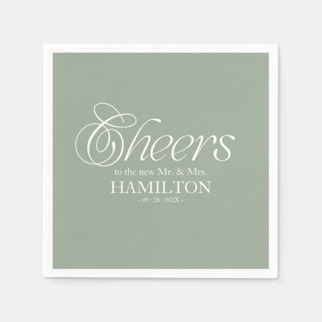 Cheers Modern Minimalist Wedding Napkin (Front)