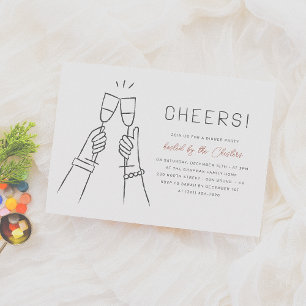 Cheers! Modern Whimsical Hand Drawn Dinner Party Invitation