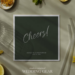 Cheers! Moss Green Minimal Any Occasion Cocktail Napkin