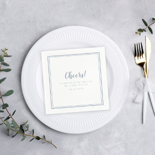 Cheers Mr Mrs Minimalist Wedding Modern Dusty Blue Napkin