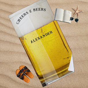 Cheers n Beers drinking Giant Mug Stein Monogram Beach Towel