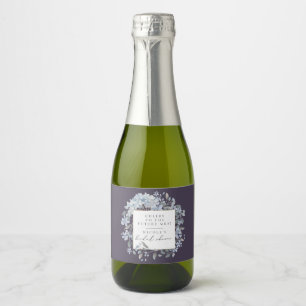 Cheers Navy Blue Hydrangeas Bridal Shower Sparkling Wine Label