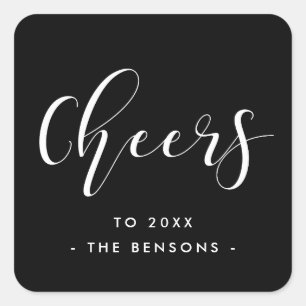 Cheers New Year Elegant calligraphy Square Sticker
