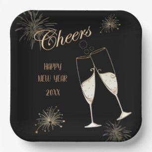 Cheers New Year Paper Plate