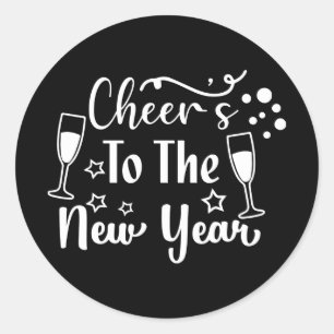 Cheers New Year word art Classic Round Sticker