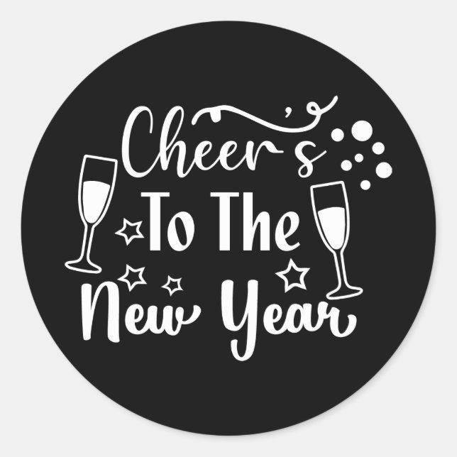 Cheers New Year word art Classic Round Sticker (Front)