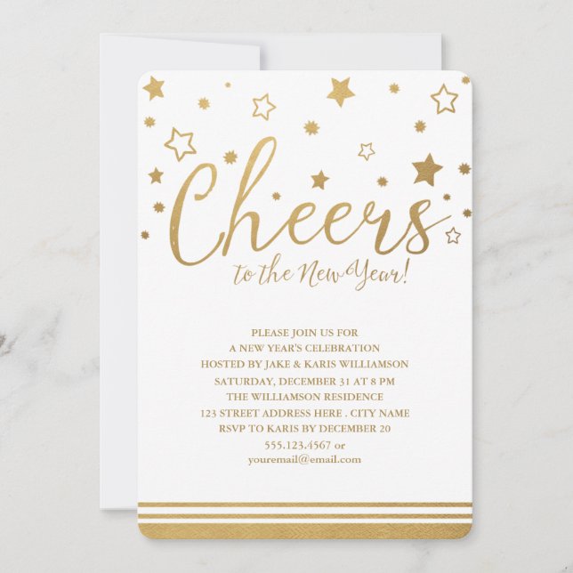 Cheers New Year's Eve Party Invitation (Front)