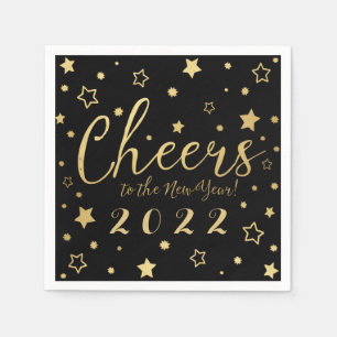 Cheers New Year's Eve Party Napkins / Black