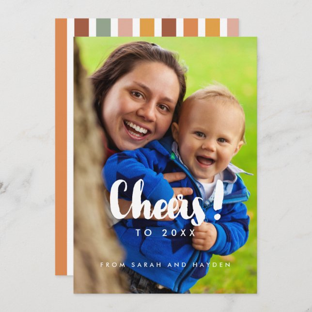 Cheers New Year's family photo card (Front/Back)