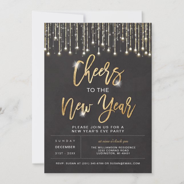 Cheers New Years Party Invitation (Front)