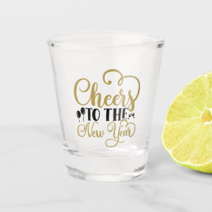 Cheers New Years word art Shot Glass