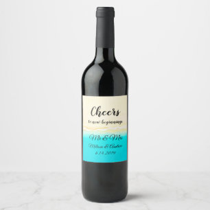 Cheers Ocean Shore Beach Themed Wine Label