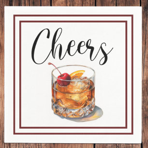 Cheers Old Fashioned Script Border Napkin